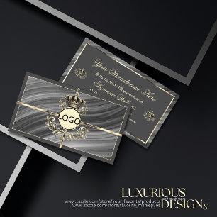 Smart Royal Grey Gold Crown with Logo Sumptuous Business Card