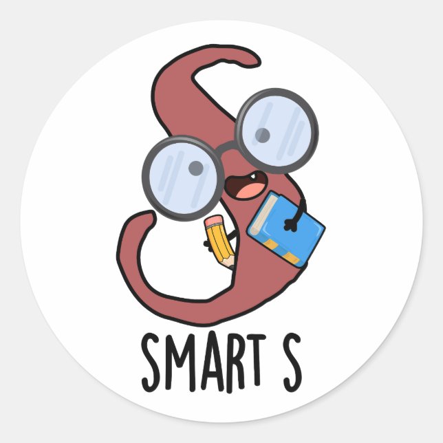 Smart S Funny Alphabet Pun  Classic Round Sticker (Front)