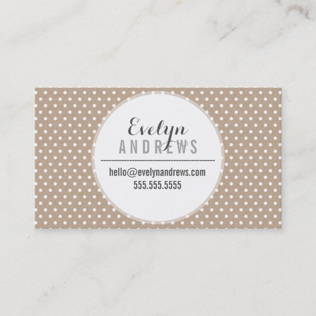 SMART SIMPLE SPOT mini polka dot eco kraft white Business Card (Front)