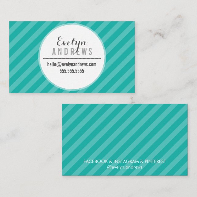 SMART SIMPLE SPOT stripe pattern trendy jade green Business Card (Front/Back)