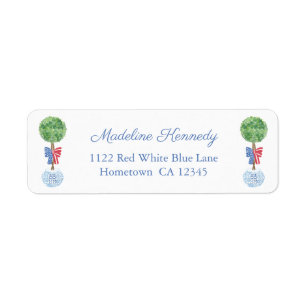 Smart Stars and Stripes Bow Boxwood Return Address Label
