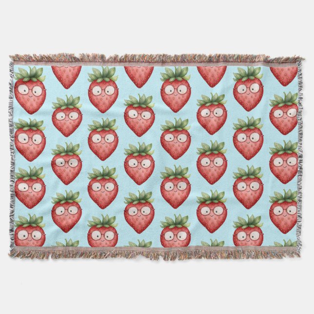 Smart Strawberry  Throw Blanket (Front)
