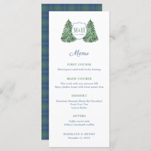 Smart Tartan Winter Wedding Engagement Party Menu