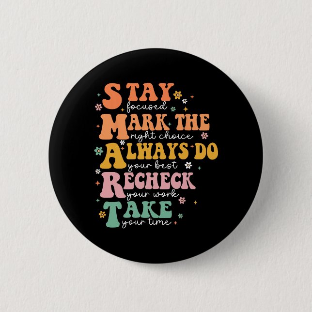 Smart Test Day Squad Funny Student Teacher Testing 6 Cm Round Badge (Front)