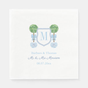 Smart Topiary Couples Wedding Crest Monogram Napkin