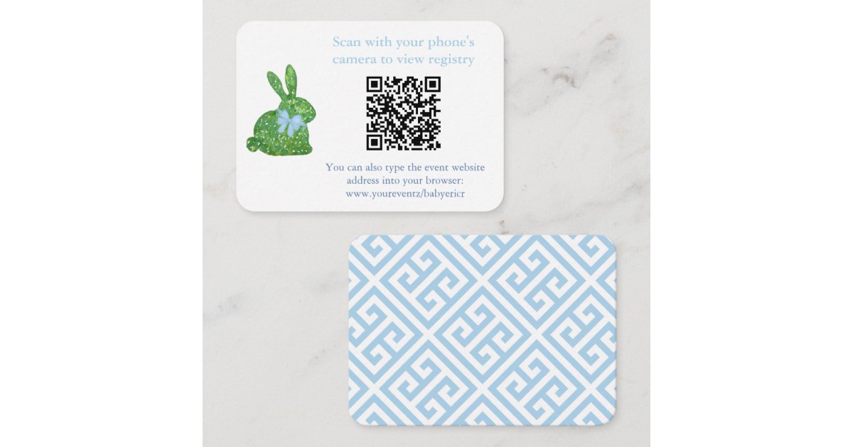 Smart Topiary Rabbit QR Code Baby Shower Registry Enclosure Card | Zazzle