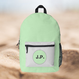Smart unisex mint and grey personalized printed backpack