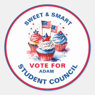 Smart Vote for Class President: cupcake Classic Round Sticker