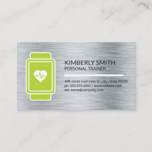 Smart Watch Heart Monitor   Metallic Background Business Card