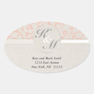SmartElegance Coral Initials & Address Stickers