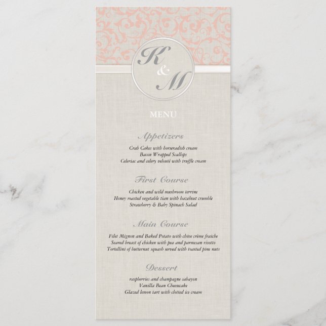 SmartElegance Coral Wedding Menu (Front)