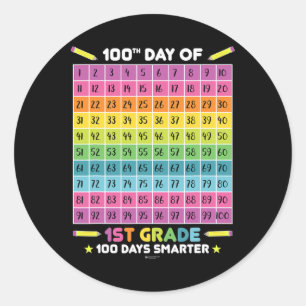 Smarter 100th Day Of School 1st Grade Student Teac Classic Round Sticker