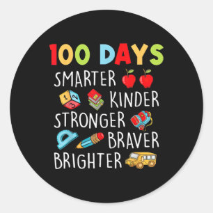 Smarter Kinder Stronger 100 Days Of School 1 Classic Round Sticker
