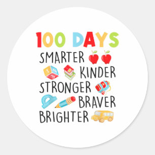 Smarter Kinder Stronger 100 Days Of School Classic Round Sticker