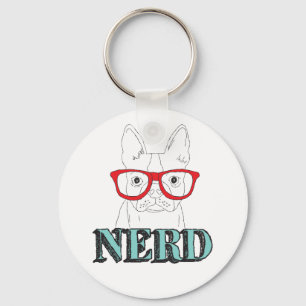 Smartest Boston Terrier Black and White Cute Puppy Key Ring