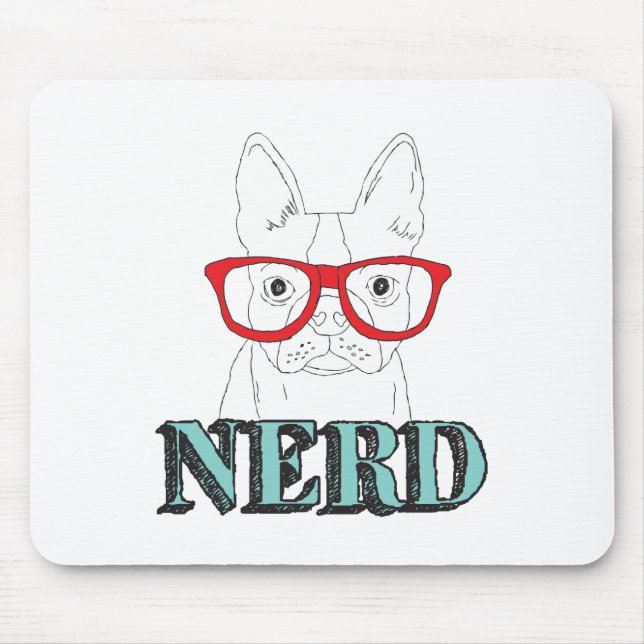 Smartest Boston Terrier Black and White Cute Puppy Mouse Pad (Front)