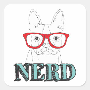 Smartest Boston Terrier Black and White Cute Puppy Square Sticker