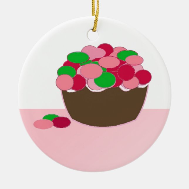 Smartie Cupcake Ceramic Tree Decoration (Front)