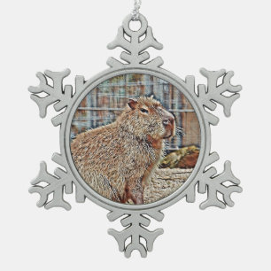 SmartMix Animal- Capybara Snowflake Pewter Christmas Ornament