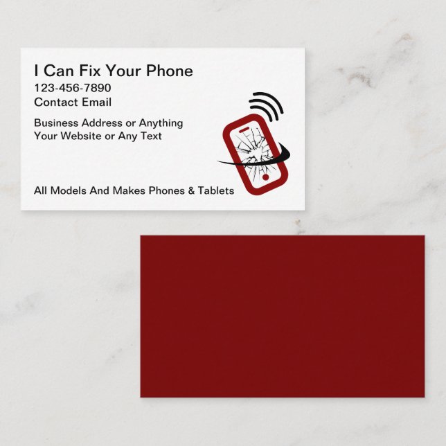 Smartphone Repair Services Business Cards (Front/Back)