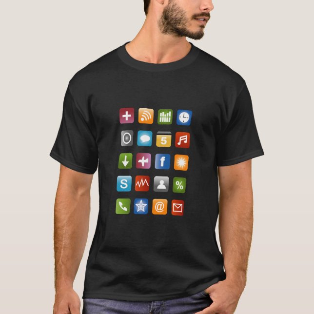 Smartphone t shirt with colourful app icons (Front)