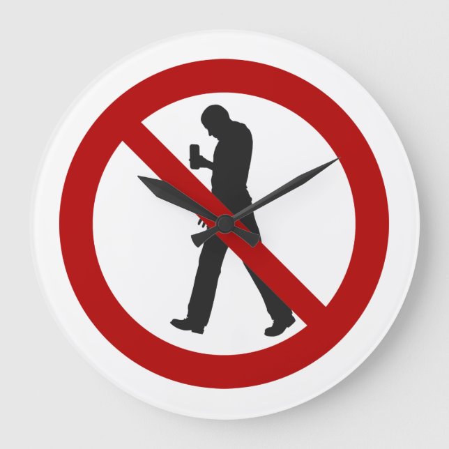 Smartphone Zombies Forbidden Large Clock (Front)
