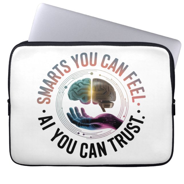 Smarts You Can Feel – AI Brain Futuristic Design Laptop Sleeve (Front)