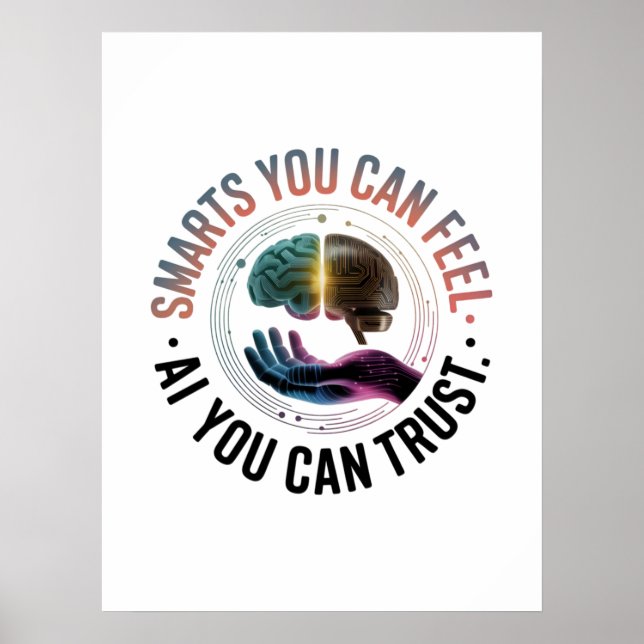 Smarts You Can Feel – AI Brain Futuristic Design Poster (Front)
