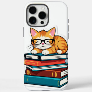 Smarty Cat on a Stack iPhone 16 Pro Max Case