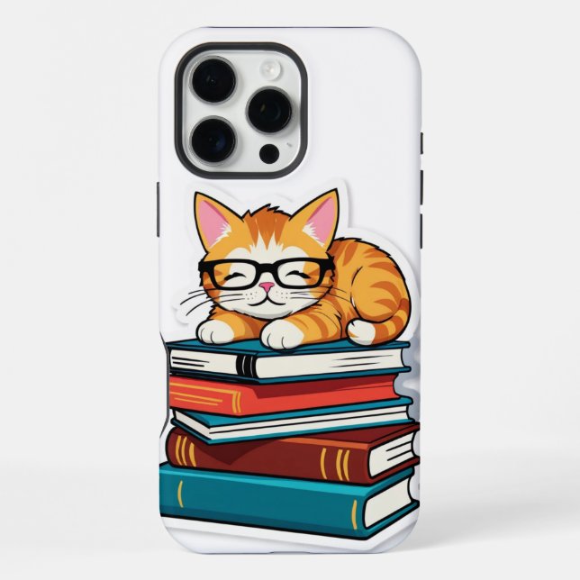 Smarty Cat on a Stack iPhone Case (Back)