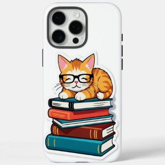 Smarty Cat on a Stack iPhone 16 Pro Max Case
