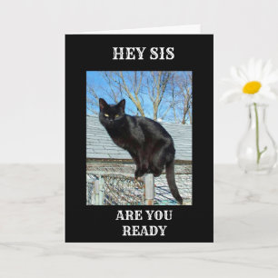 SMARTY PANTS BLACK CAT FOR *SISTER'S BIRTHDAY* CARD