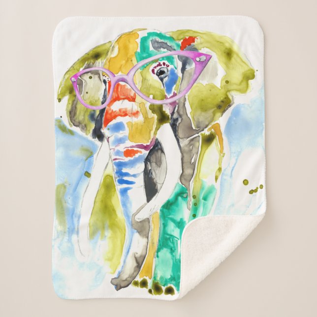 Smarty-Pants Elephant Sherpa Blanket (Front)