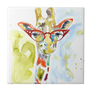 Smarty-Pants Giraffe Ceramic Tile