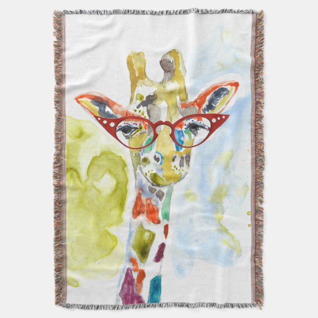 Smarty-Pants Giraffe Throw Blanket (Front Vertical)
