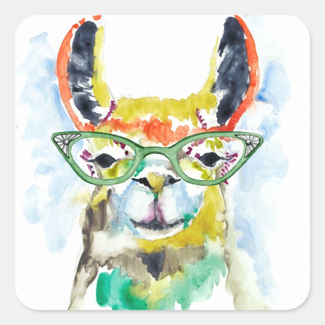 Smarty-Pants Llama Square Sticker (Front)