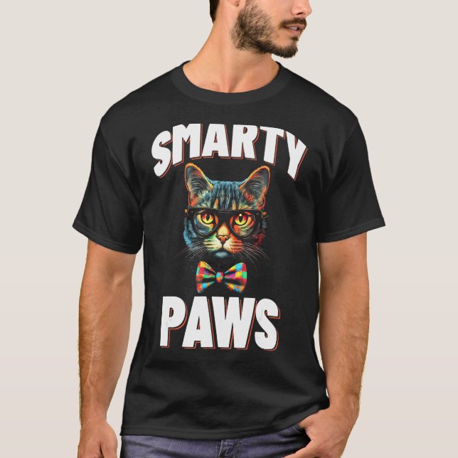 Smarty Paws   Cat Glasses T-Shirt (Front)