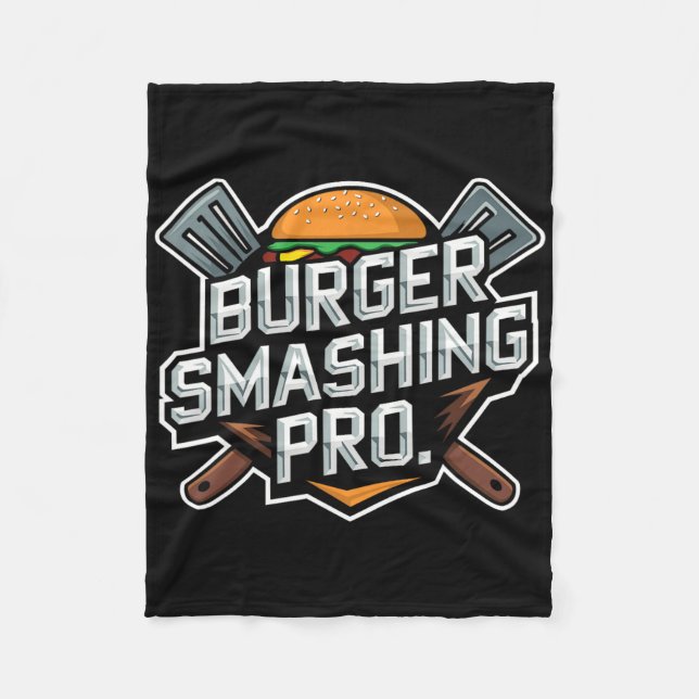 Smash Burger Lover Grilled Cheeseburger Flat Top C Fleece Blanket (Front)