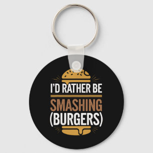 Smash Burger Lover Grilled Cheeseburger Flat Top C Key Ring