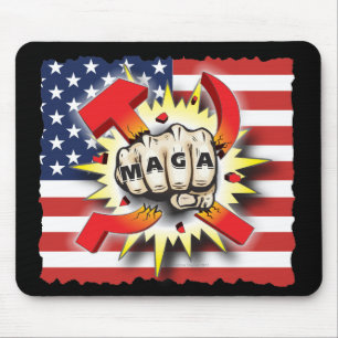 SMASH COMMUNISM MAGA FIST AMERICAN PRIDE MOUSE PAD
