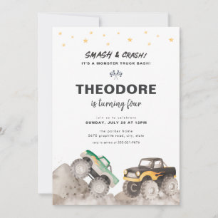 Smash & Crash Monster Truck Birthday Invitation