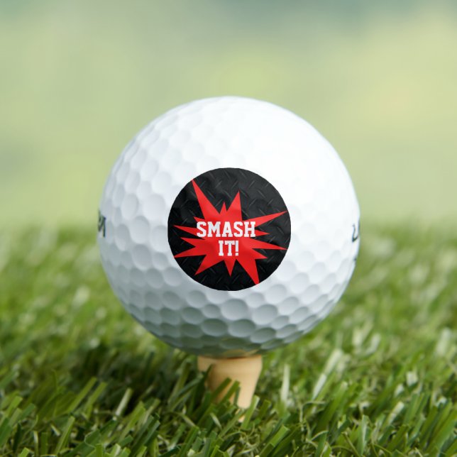 SMASH IT! Funny Black Red Smack Talk Golfer Joke Golf Balls (Insitu Tee)