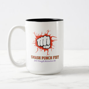 Smash Punch Fist – Bold Strength Motivation Art Two-Tone Coffee Mug