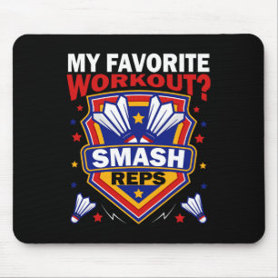Smash Reps Badminton Game Day Racquets Shuttles Qu Mouse Pad
