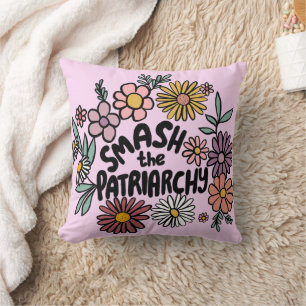 SMASH the PATRIARCHY Floral Cute Daisy Hand-Drawn Cushion