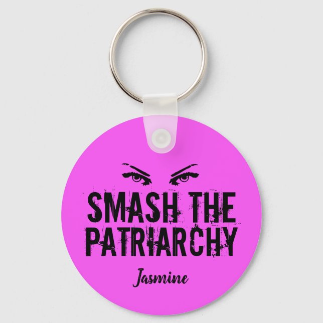 Smash the Patriarchy Personalised Pink Feminist Key Ring (Front)