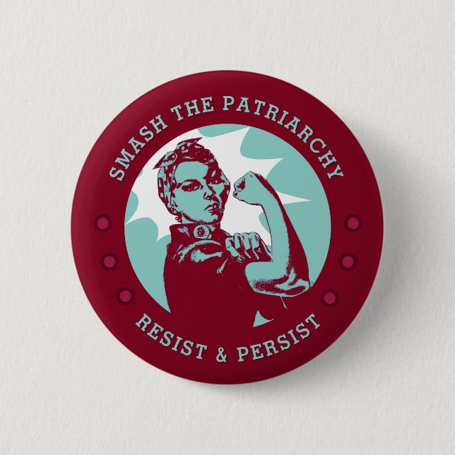 Smash the Patriarchy Rosie the Riveter  6 Cm Round Badge (Front)
