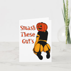 Smash These Gut's Funny Pumpkin Halloween Joke Card