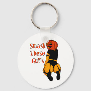 Smash These Gut's Funny Pumpkin Halloween Joke  Key Ring