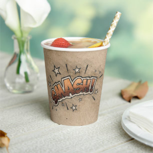 SMASH! Vintage Comic Book Steampunk Pop Art Paper Cups